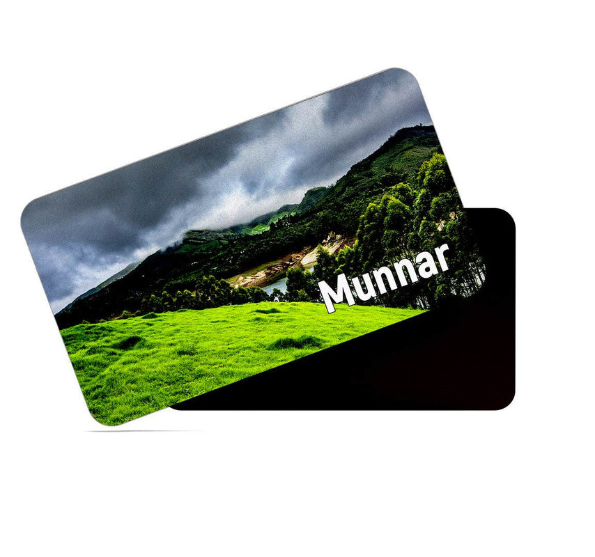 dhcrafts Rectangular Rubber Fridge Magnet / Magnetic Card Multicolor Kerala Munnar D4 Design Pack of 1 (8.6cm x 5.4cm)